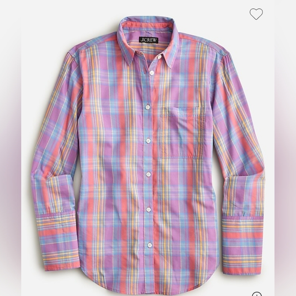 J. Crew Garcon Cotton Voile Shirt In Sunset Plaid Womens Button Down Top